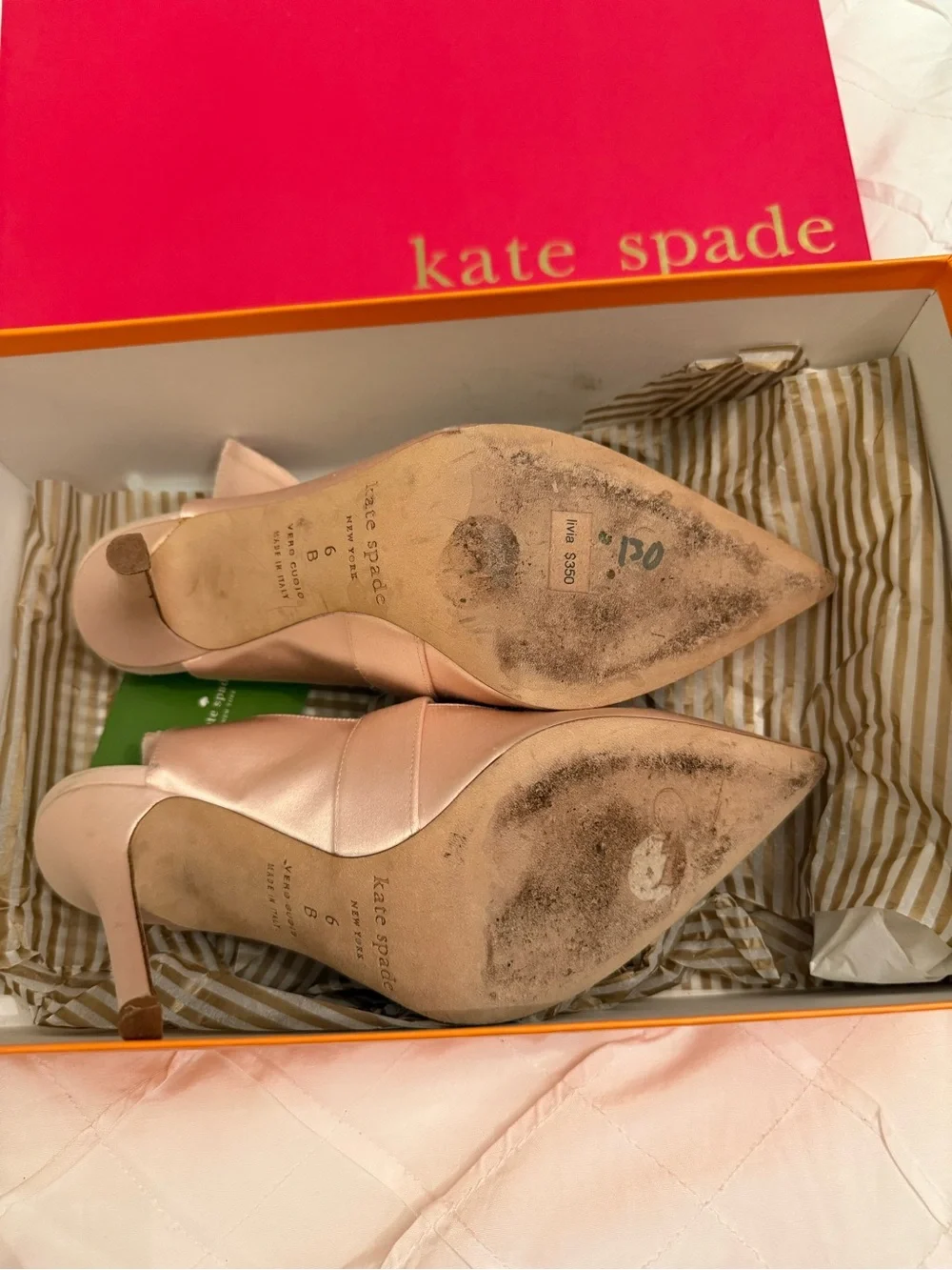 kate spade Women's Satin Bow Pointed-Toe Flats - Blush Pink